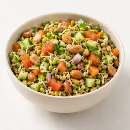 Sprouts and Peanut Bowl with fresh vegetables
