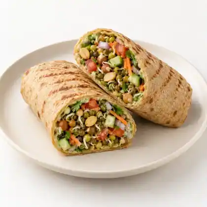 Sprouts Peanut Crunch Wrap cut into two halves