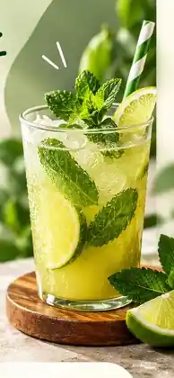Refreshing mint lemon drink with fresh mint and citrus